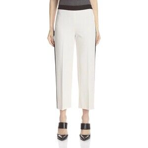 NEW Josie Natori Womens Size 10 Ecru Black Double Knit Jersey Pull On Crop Pant